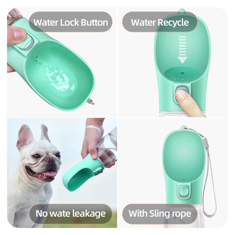 Wattabark Travel Dog Water Bottle — One-Handed Hydration for Hot Walks